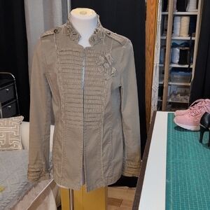Women's White House Black Market Size 4 Tan Military Styled Jacket